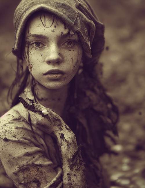 young girl with dirt on face