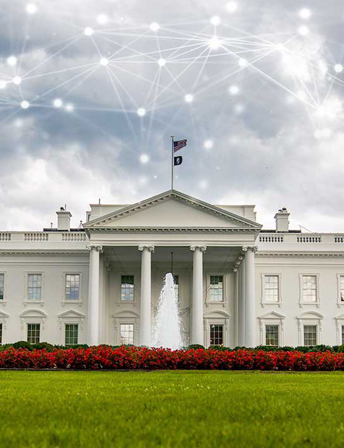 White house with a futuristic background